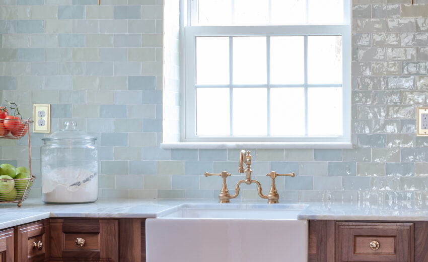 Apron Sink with Walnut Cabinetry