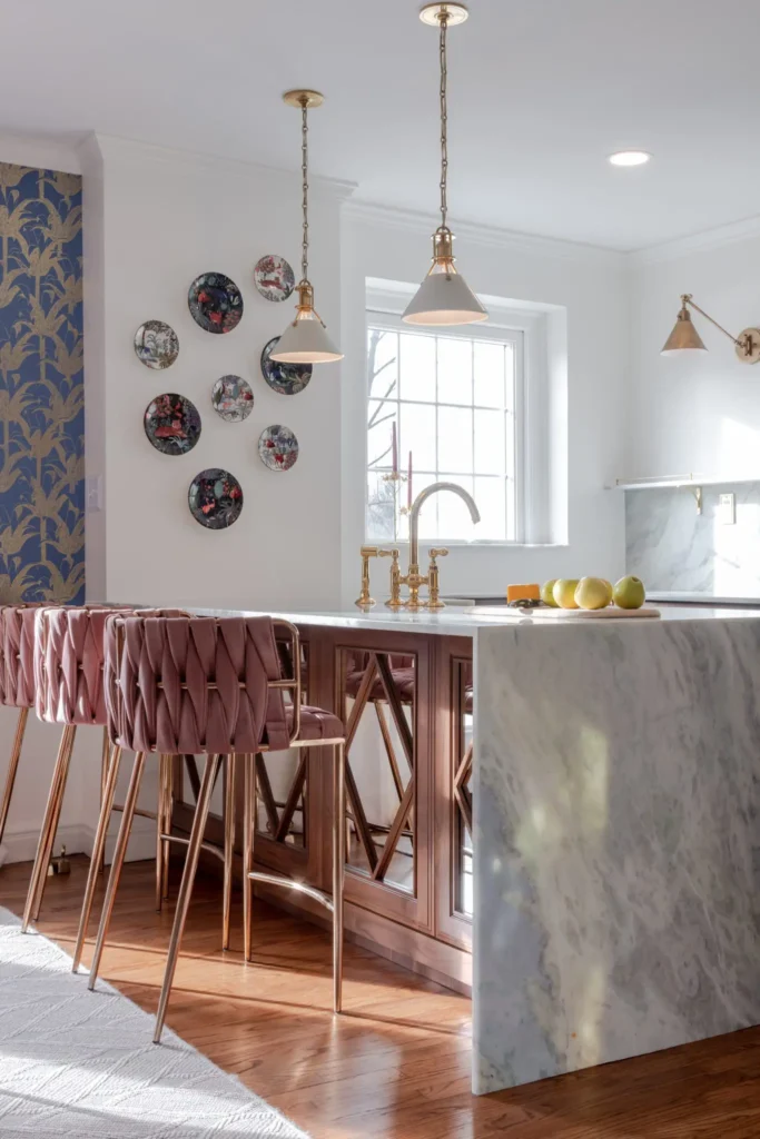 Walnut & Waterfall Kitchen