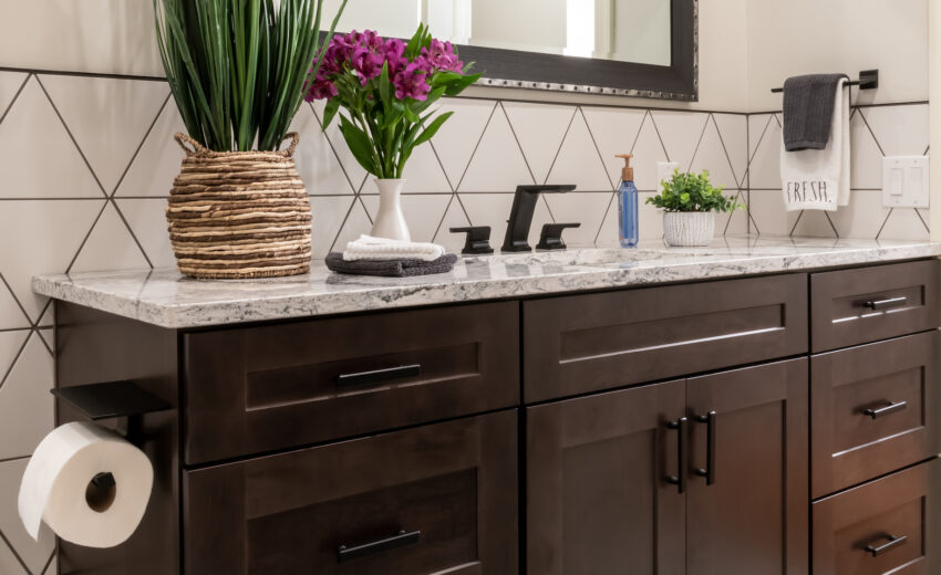 Bathroom Vanity, Dark Wood Finish