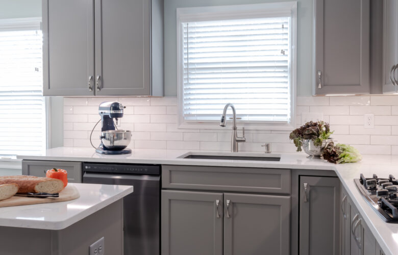 Gray Cabinets, White Countertops